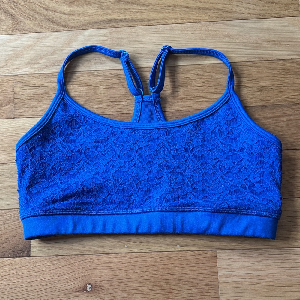 Aerie Vibrant Blue Lace Sports Bra